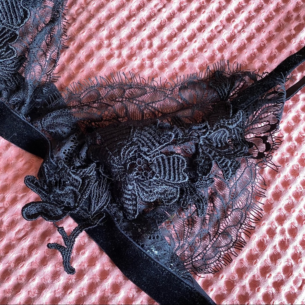 SOLD For Love & Lemons lace Bra w floral appliqué
